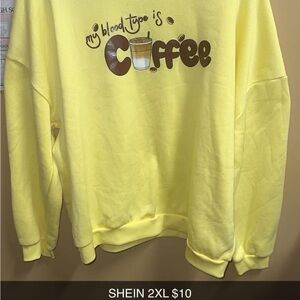 SHEIN Bright Yellow Coffee Sweatshirt